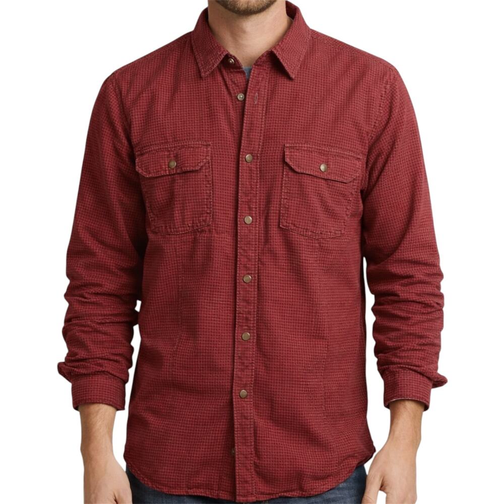 L.L. Bean Button Down Shacket Buffalo Plaid Shirt Jacket Pockets Lined Red Large